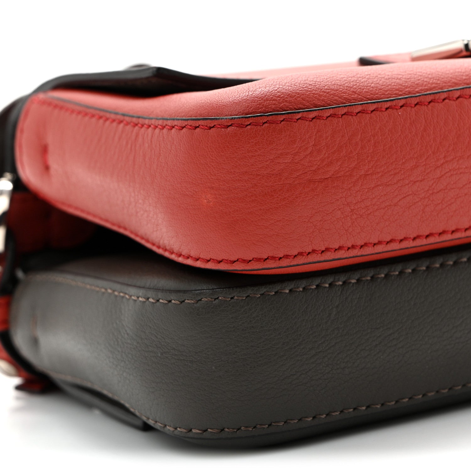 Fendi Vitello Dolce Flowerland Bi-Color Studded Micro Double Baguette Bloody Mary Carbone 9 of 10
