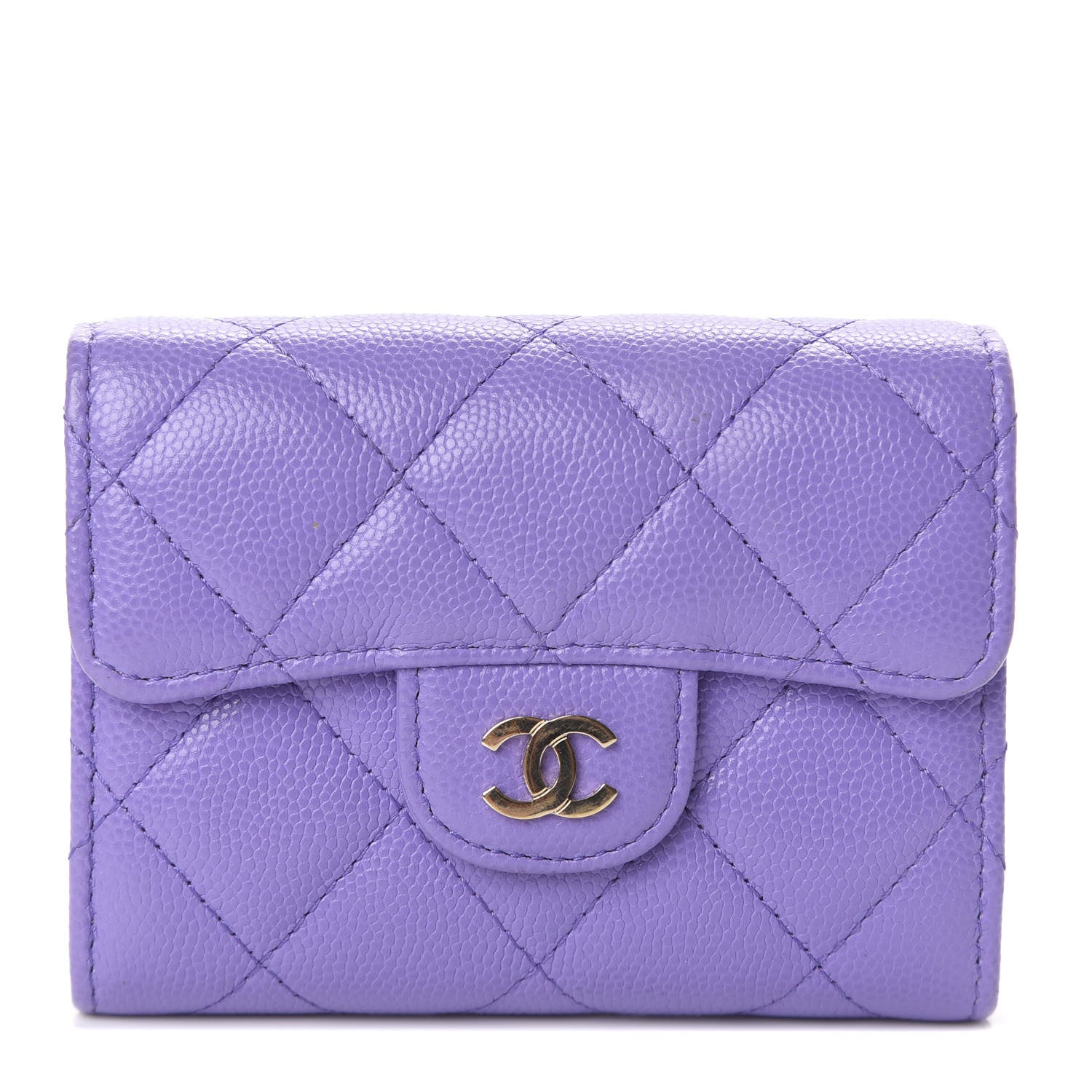 Chanel Caviar Quilted Flap Card Holder Wallet Purple 1 of 7