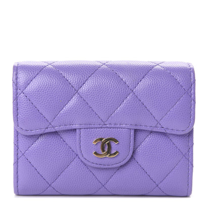 Chanel Caviar Quilted Flap Card Holder Wallet Purple 1 of 7