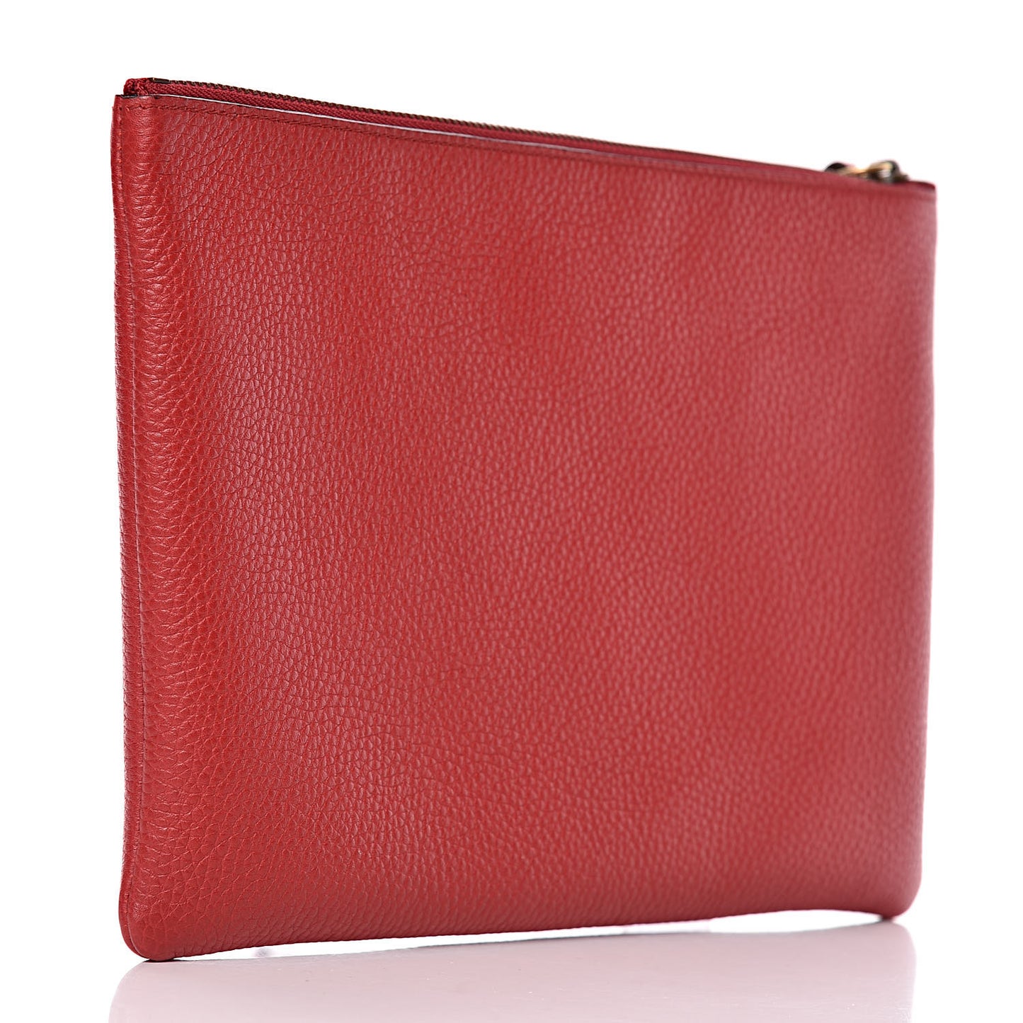 Pebbled Calfskin Animalier Tiger Zip Pouch Red