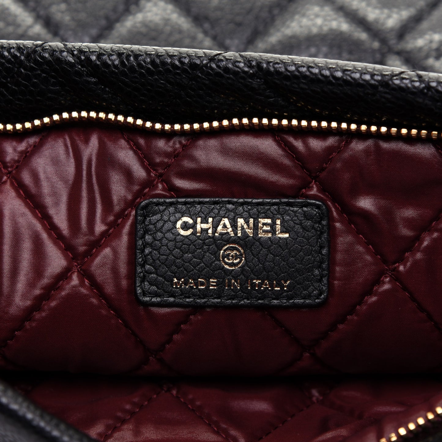 Caviar Quilted CC Beauty Clutch Black