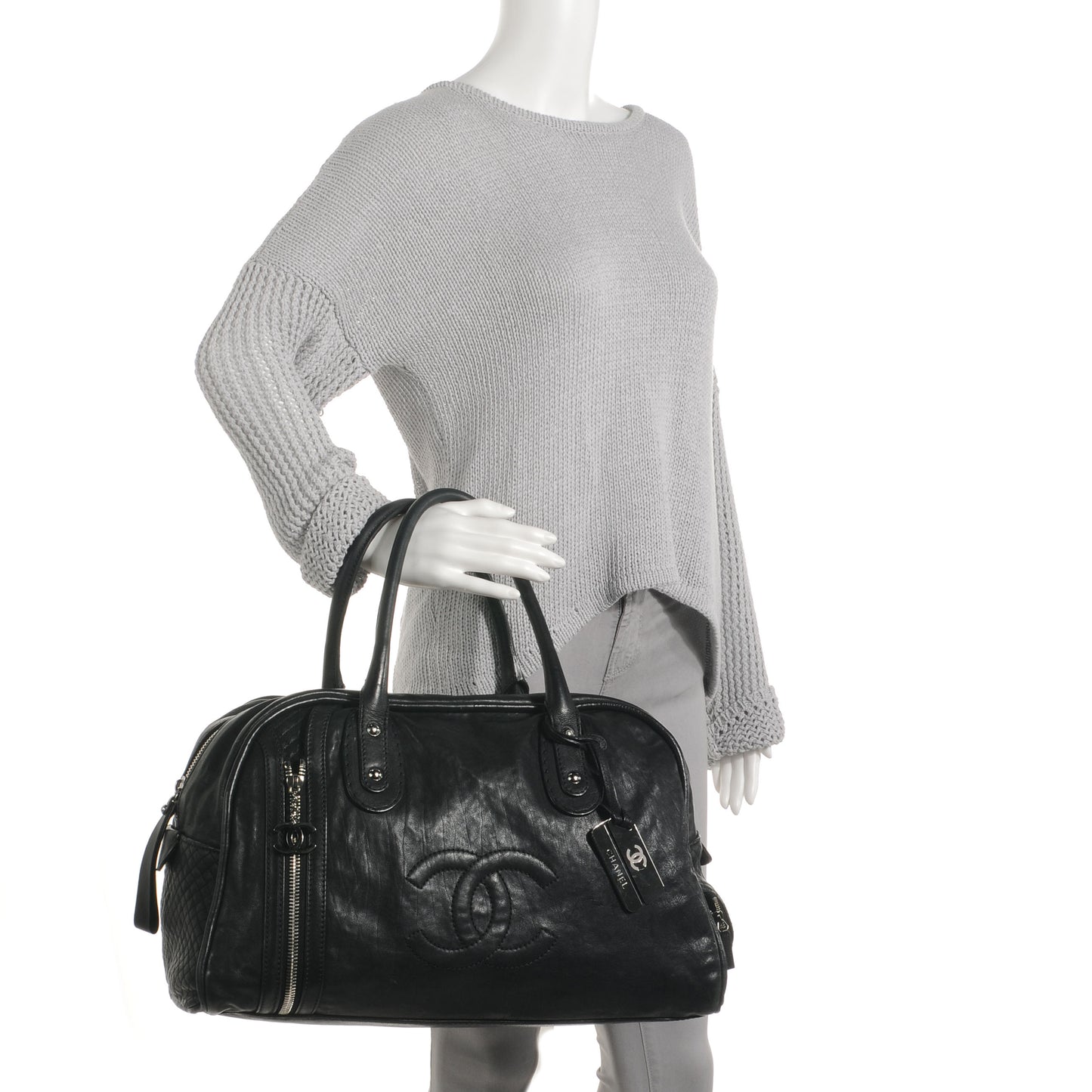 Calfskin Large Bowler Black