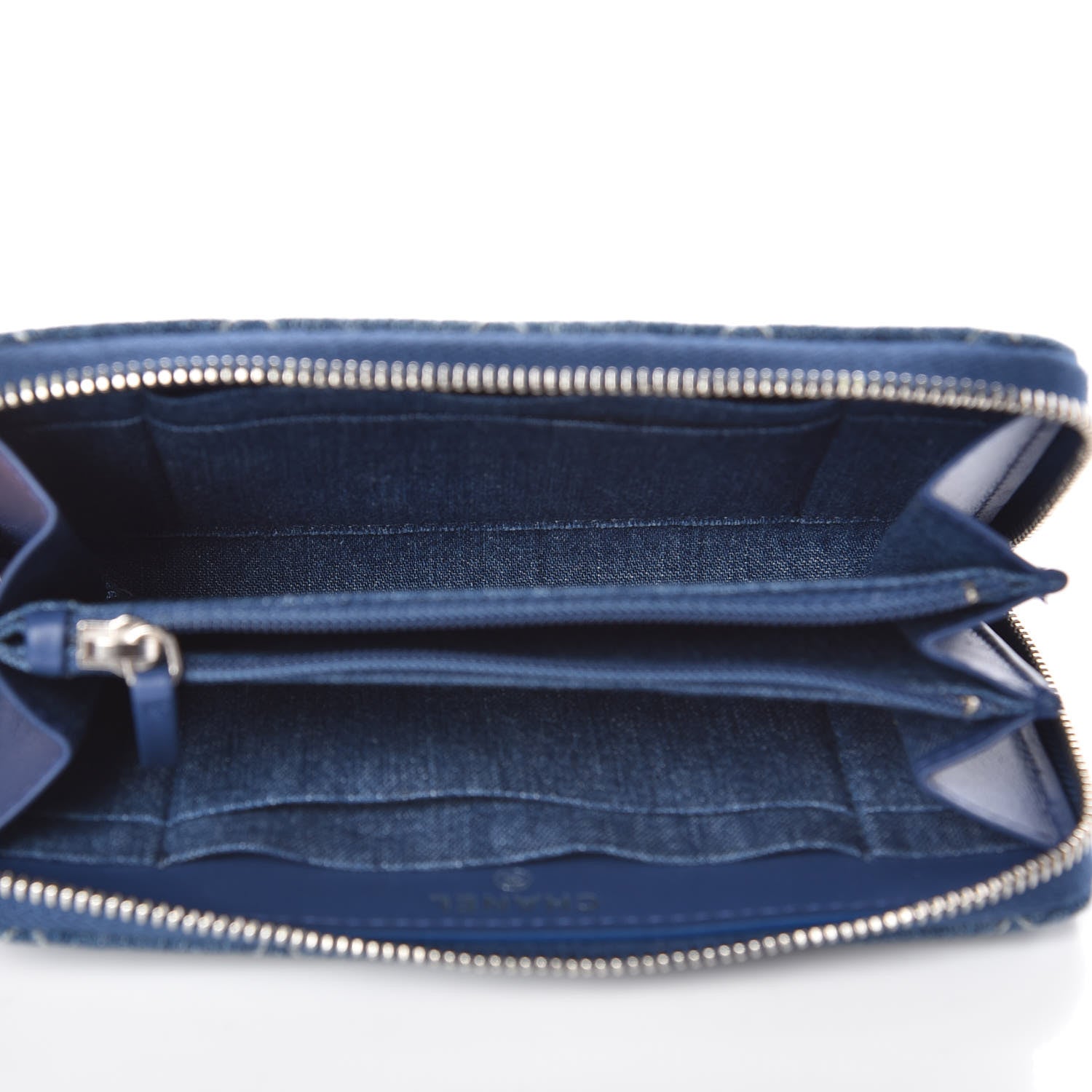Chanel Denim Quilted Medium Zip Wallet Blue 6 of 11
