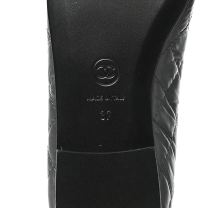 Chanel Aged Calfskin Quilted CC Cap Toe Ballerina Flats 37 Grey 6 of 8