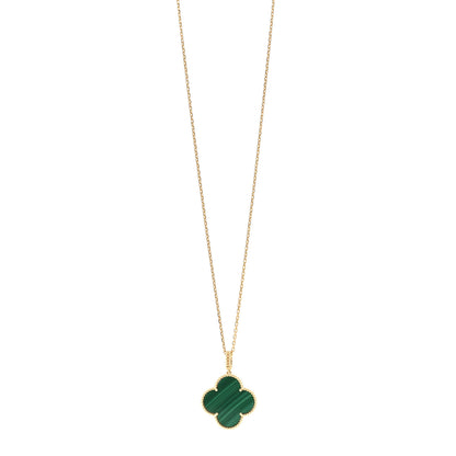 Van Cleef & Arpels 18K Yellow Gold Malachite Magic Alhambra Pendant Necklace 1 of 5