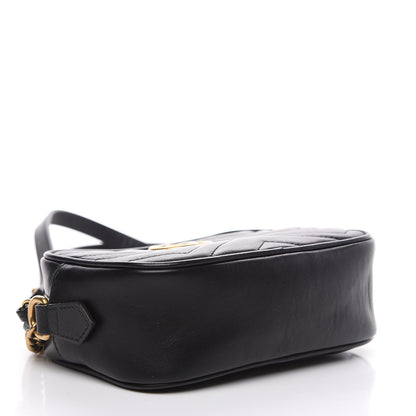 Gucci Calfskin Matelasse Mini GG Marmont Chain Shoulder Bag Black 3 of 9