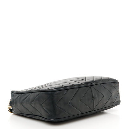 Chanel Lambskin Chevron Quilted Tassel Camera Case Black 5 of 12
