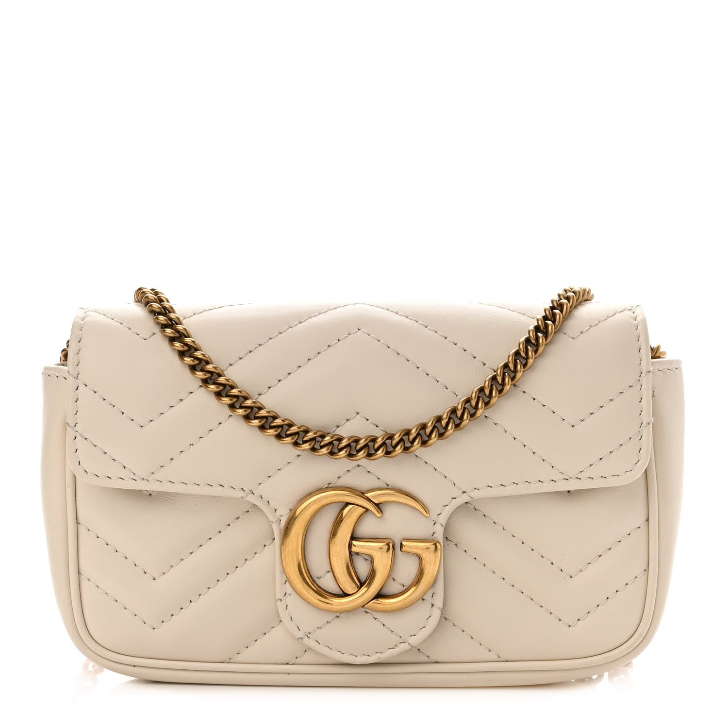 Gucci Calfskin Matelasse Super Mini GG Marmont Shoulder Bag White 1 of 11