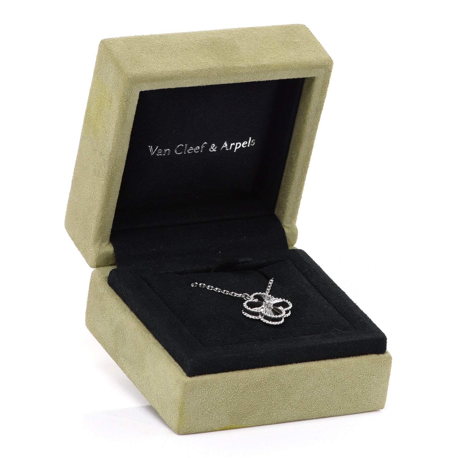 Van Cleef & Arpels 18K White Gold Diamond Guilloche Vintage Alhambra Pendant Necklace 6 of 6