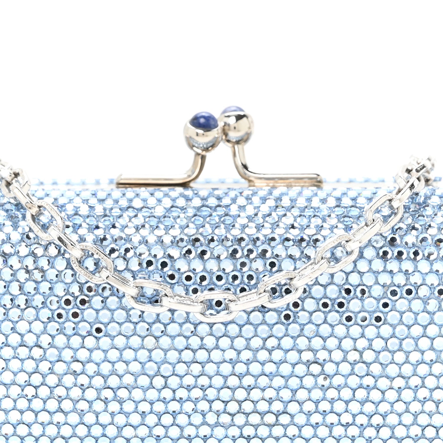 Judith Leiber Swarovski Crystal Minaudiere Clutch Blue 6 of 8