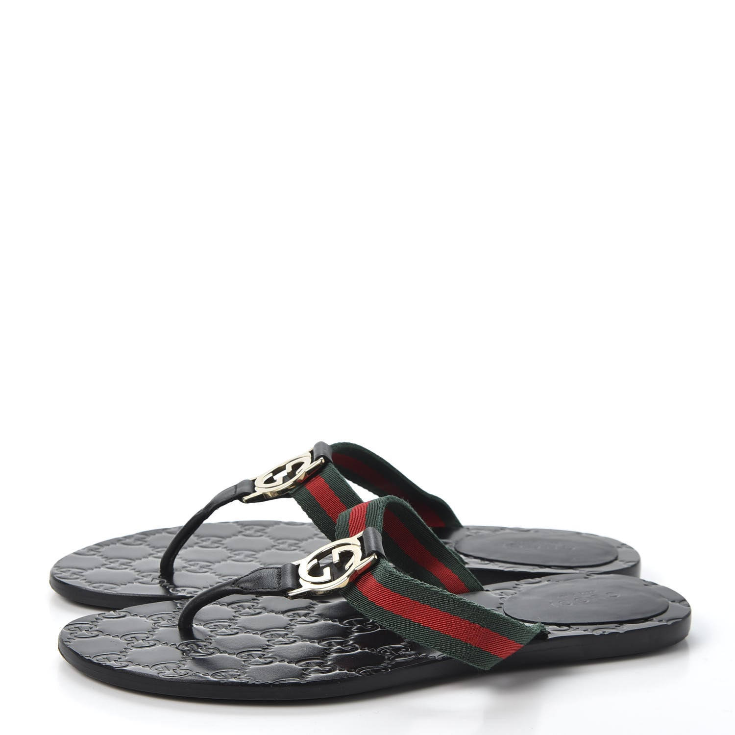 Gucci Nylon Guccissima Web Womens Thong Sandals 36 Green Red Black 2 of 8