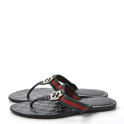 Gucci Nylon Guccissima Web Womens Thong Sandals 36 Green Red Black 2 of 8