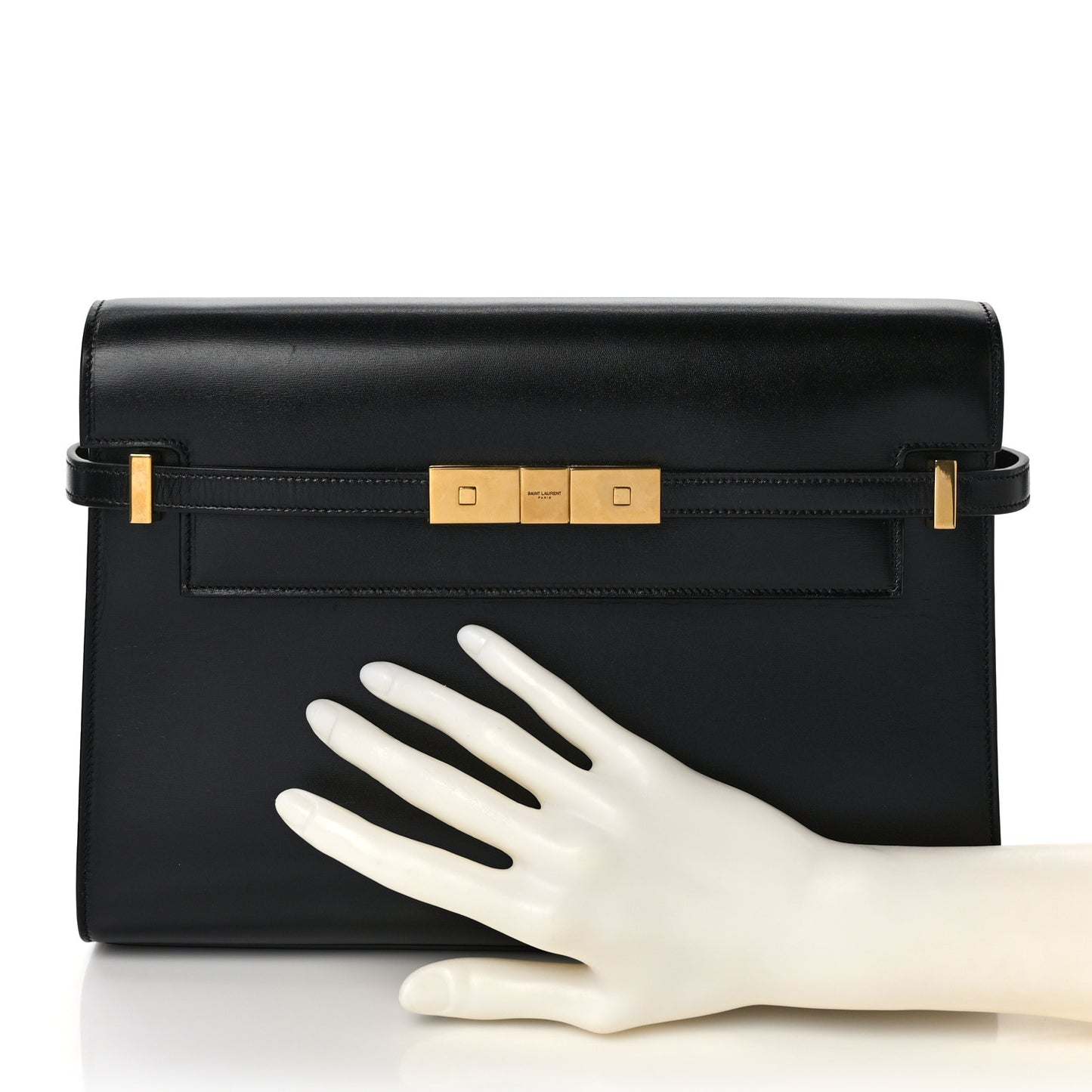 Smooth Calfskin Manhattan Shoulder Bag Black