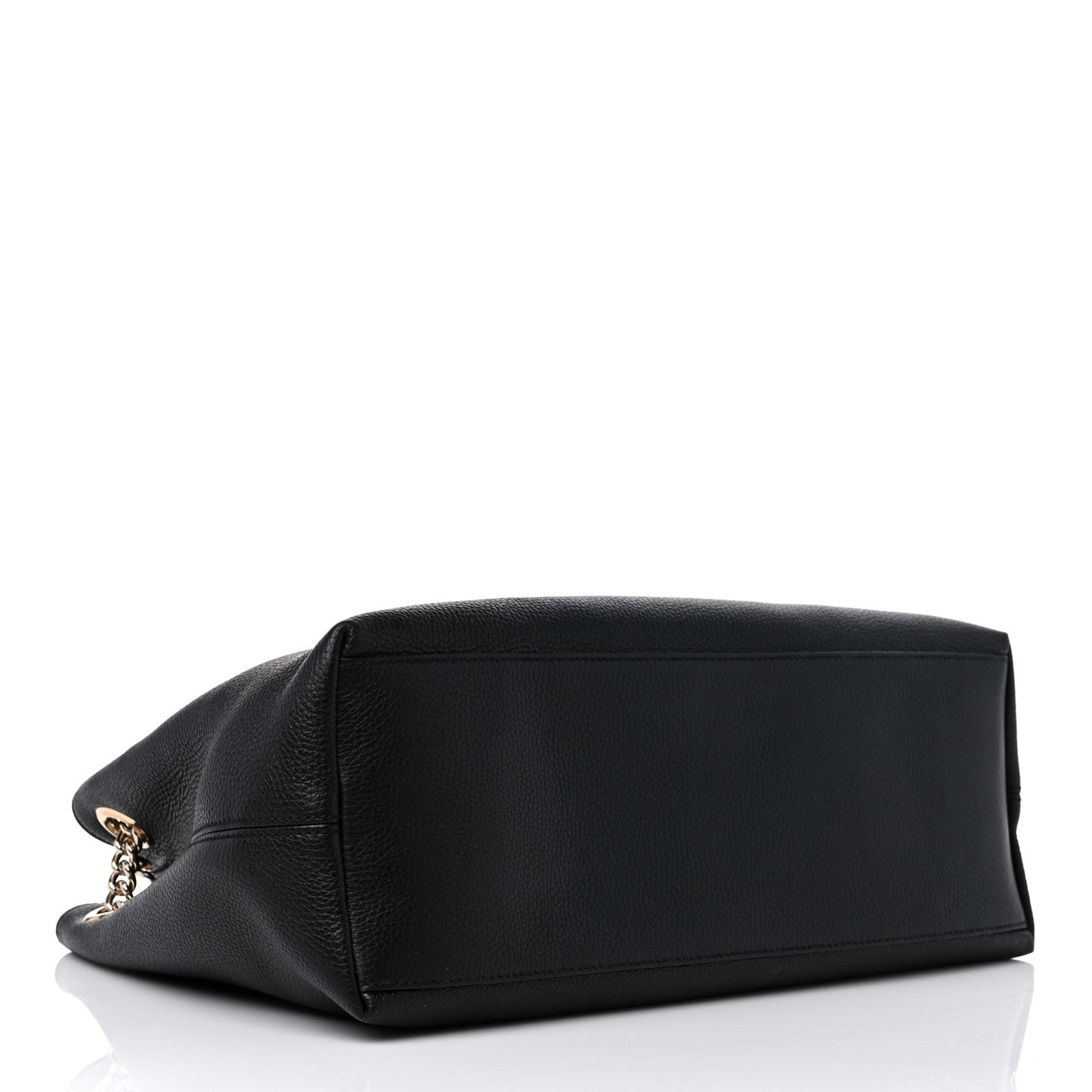 Pebbled Calfskin Medium Soho Chain Shoulder Bag Black
