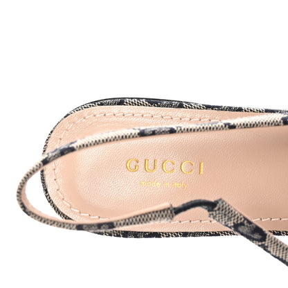 Gucci Monogram Horsebit Womens Slingback Ballet Flat 38.5 Beige Blue 8 of 10