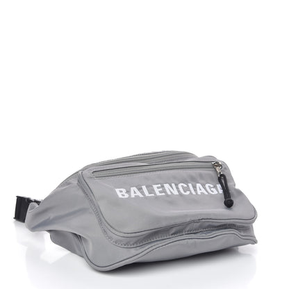 Balenciaga Textured Sport Nylon Logo Embroidered Wheel Beltpack Grey White 4 of 9