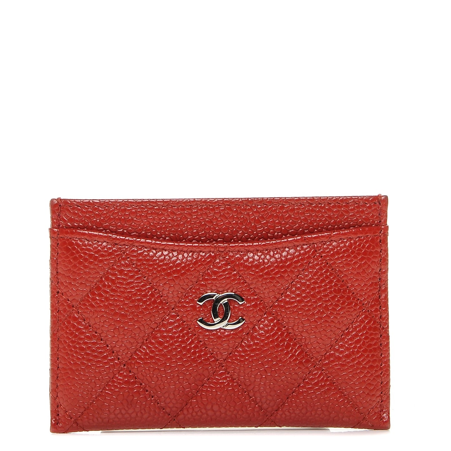 Caviar Quilted Card Holder Red