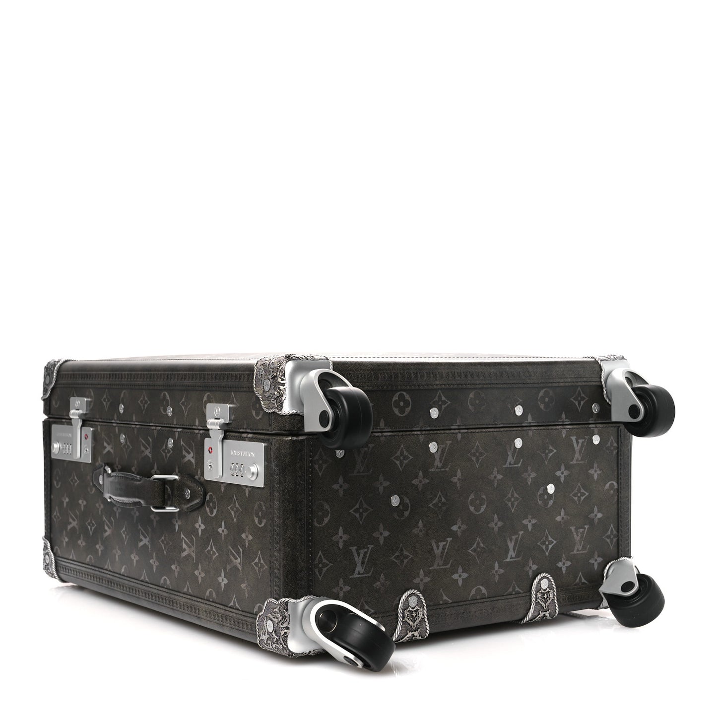 Brushed Monogram Rolling Trunk Black
