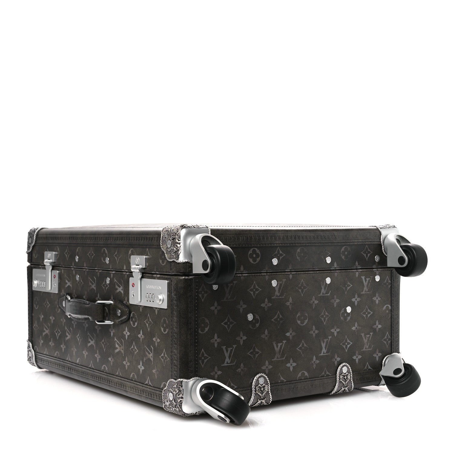 Louis Vuitton Brushed Monogram Rolling Trunk Black 3 of 10