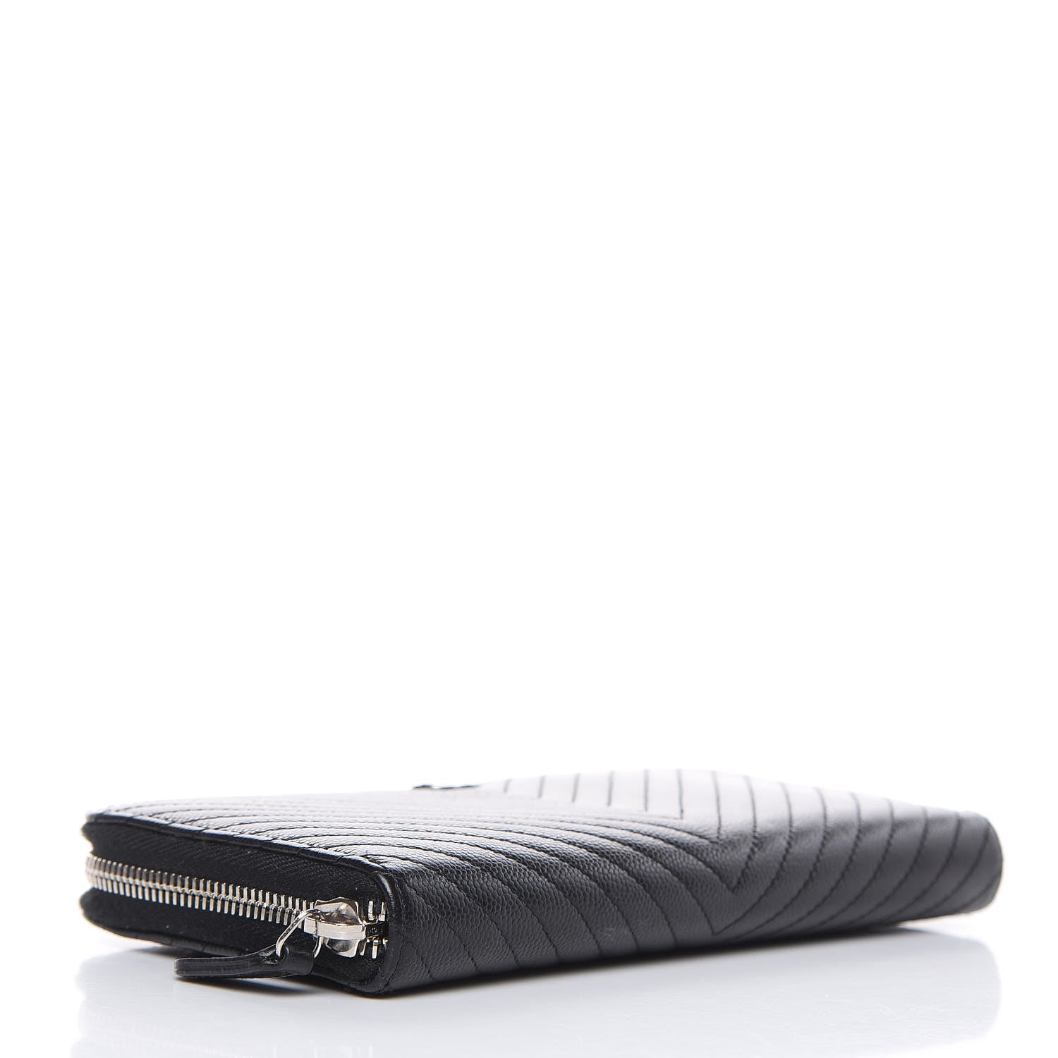 Chanel Caviar Chevron Quilted Large Gusset Zip Around Wallet Black 4 of 11