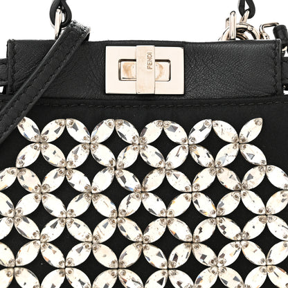 Fendi Satin Crystal Shiny Nappa Embroidered Micro Peekaboo Iconic Satchel Black Crystal 7 of 9