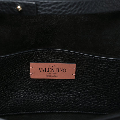 Valentino Garavani Grainy Calfskin Rockstud Double Flap Crossbody Bag Black 6 of 9