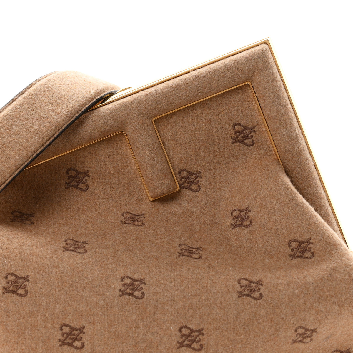 Flannel Karligraphy Embroidered Medium Fendi First Camel