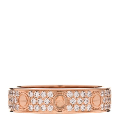Cartier 18K Pink Gold Diamond 5mm LOVE Wedding Paved Band Ring 53 6.5 1 of 5