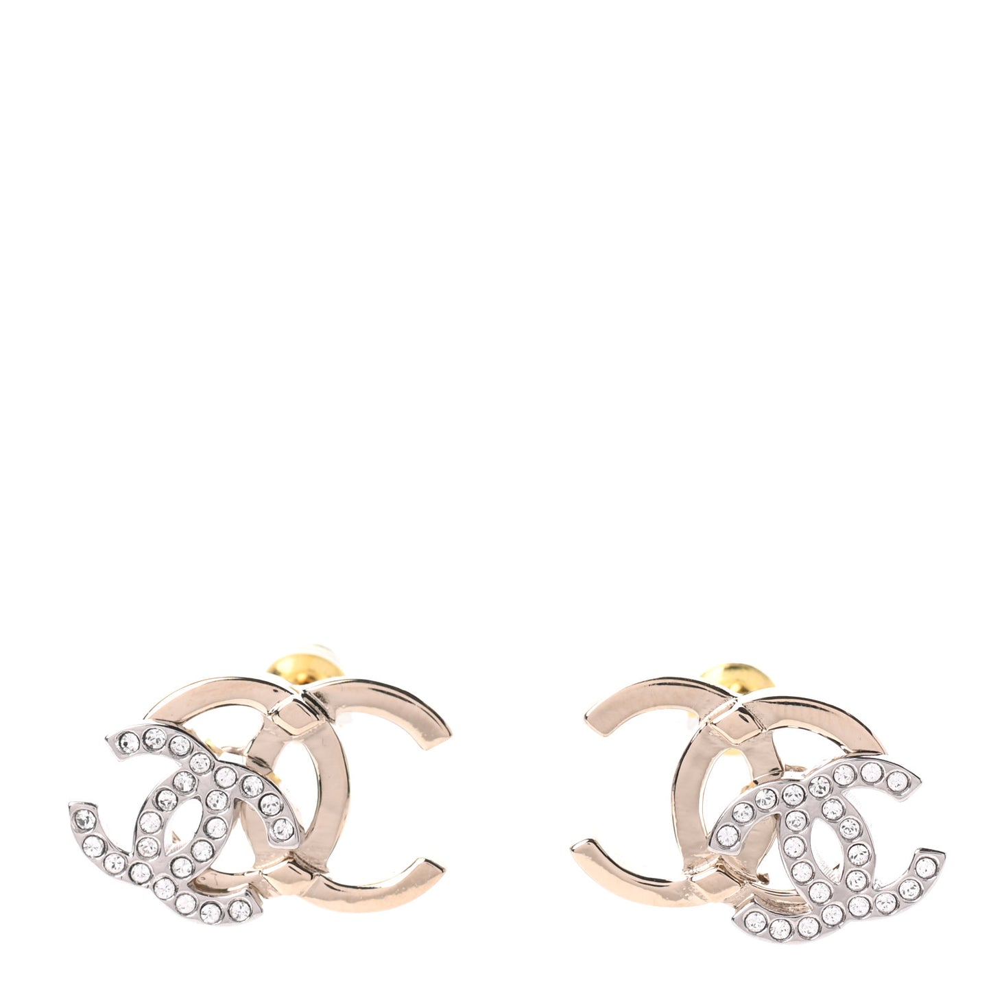 Crystal Double CC Earrings Gold Silver