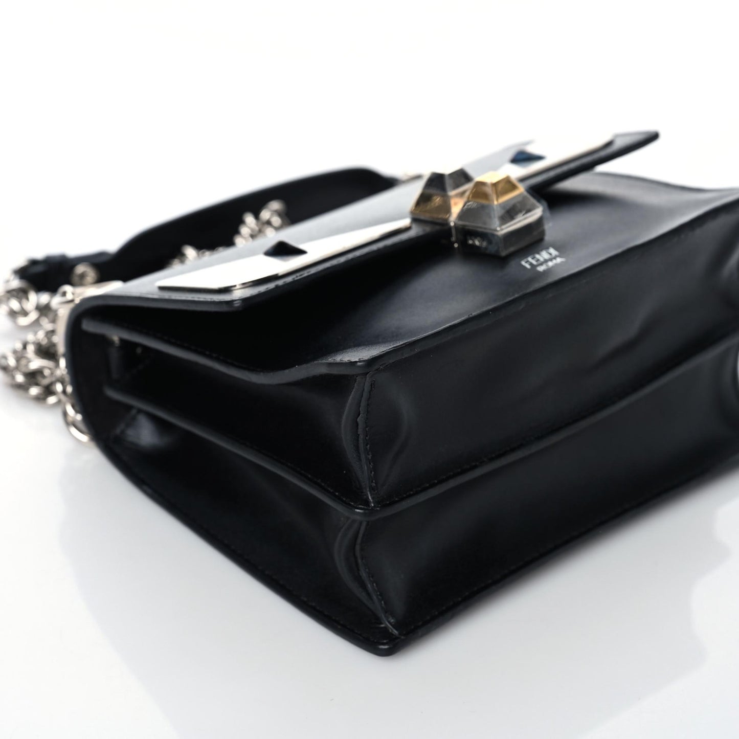 Vitello Liberty Lucido Metal Monster Eyes Studded Small Kan I Shoulder Bag Black