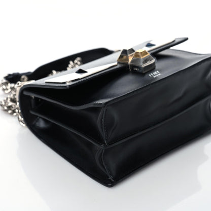 Fendi Vitello Liberty Lucido Metal Monster Eyes Studded Small Kan I Shoulder Bag Black 5 of 9
