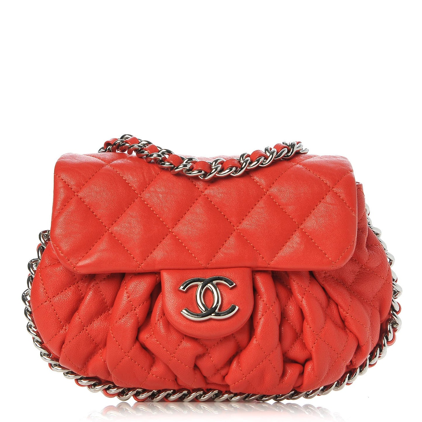 Washed Lambskin Mini Chain Around Messenger Red