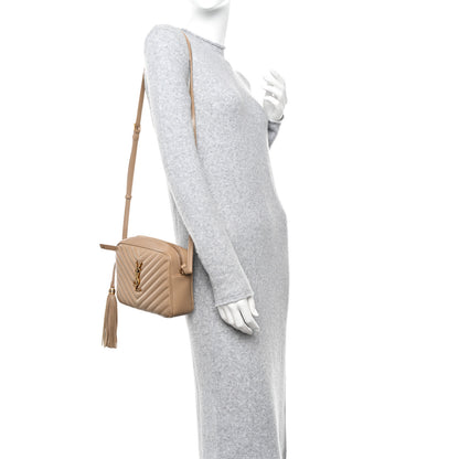 Saint Laurent Calfskin Matelasse Monogram Lou Camera Bag Dark Latte 2 of 12
