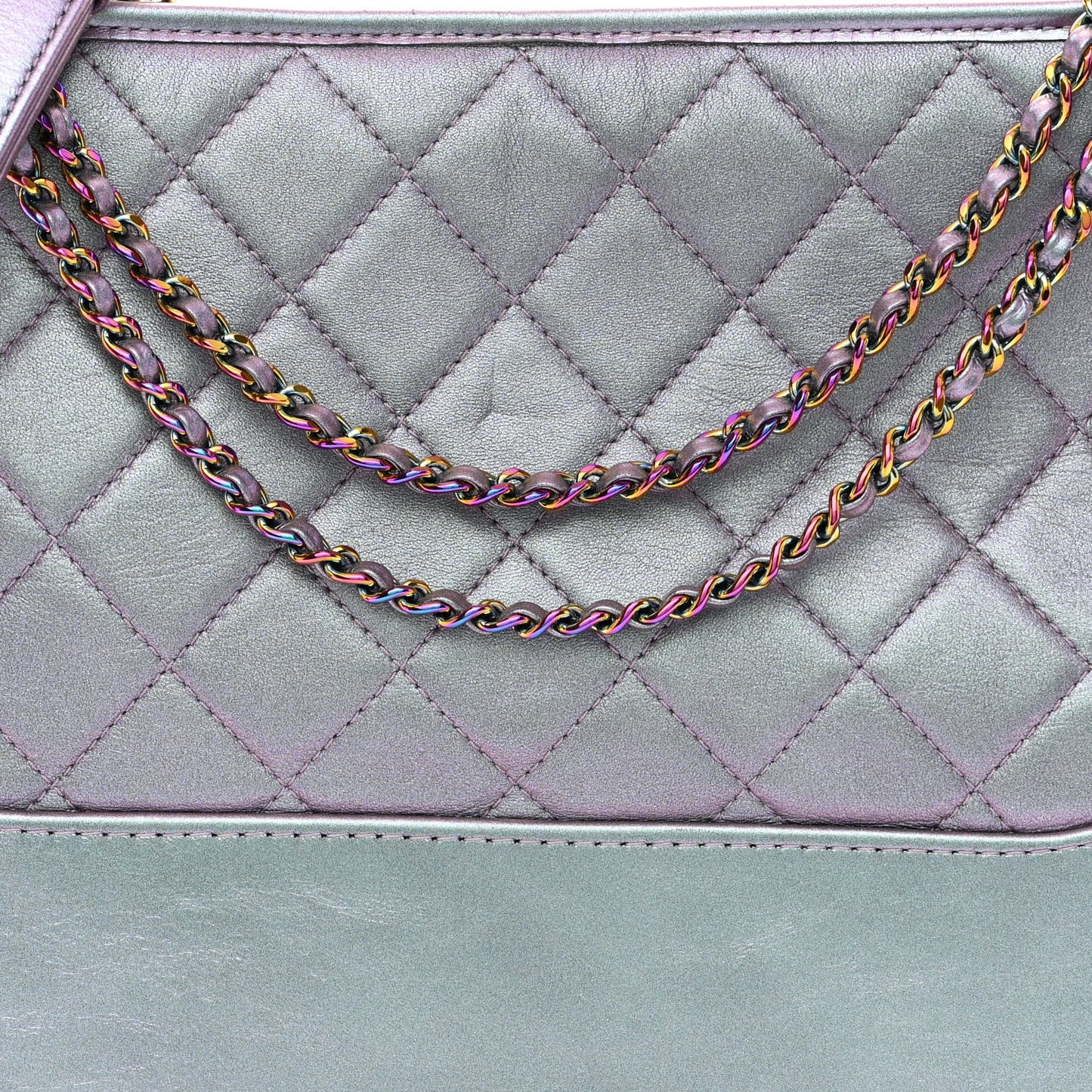 Iridescent Lambskin Calfskin Quilted Medium Gabrielle Hobo Light Purple