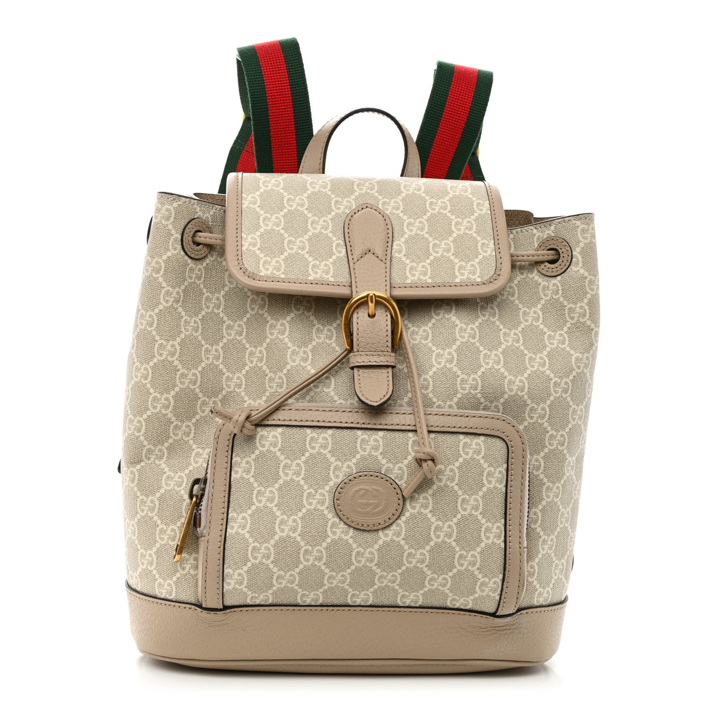 GG Supreme Monogram Azalea Calfskin Retro Interlocking G Buckle Backpack Beige Mystic White