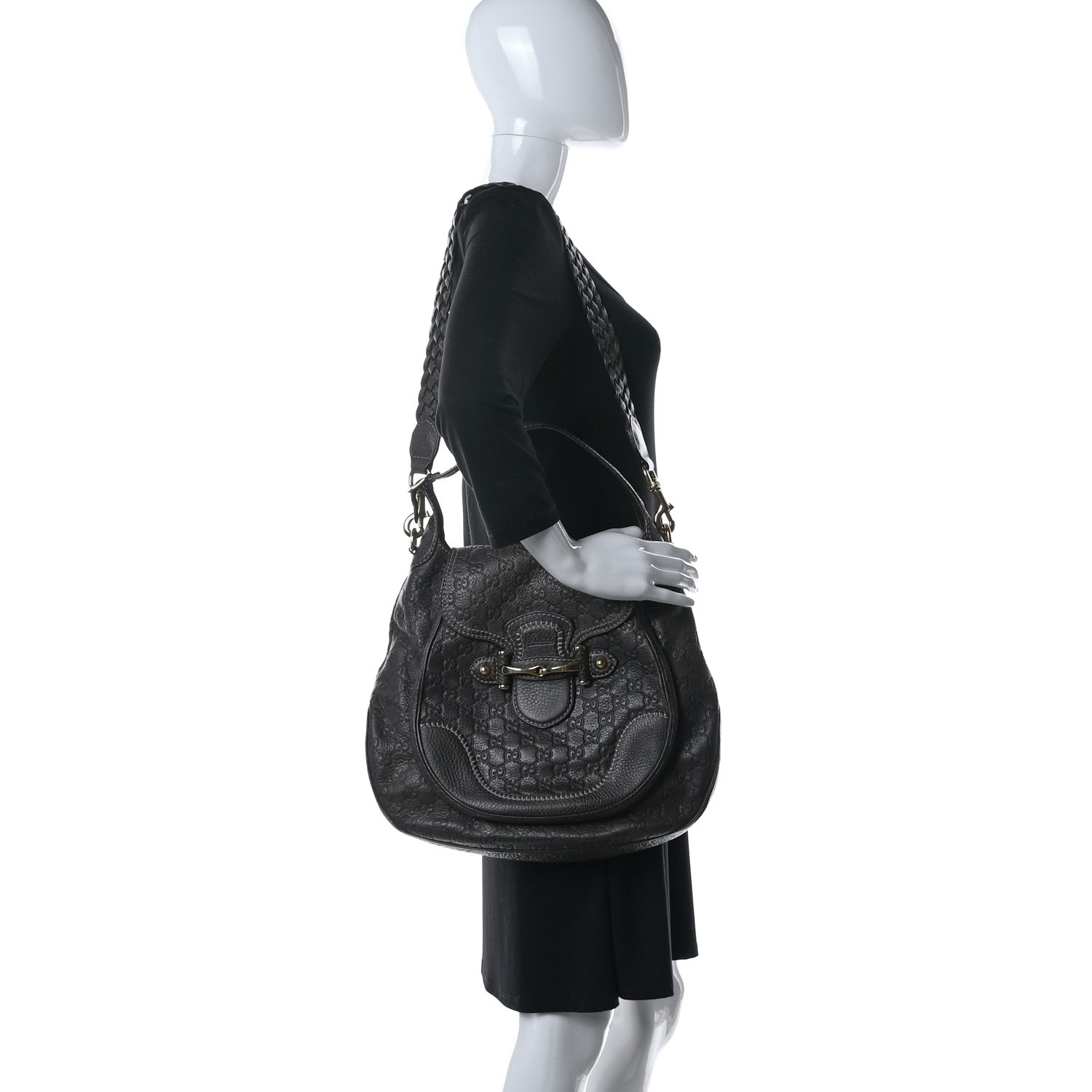 Gucci Guccissima Large New Pelham Satchel Dark Brown 3 of 13
