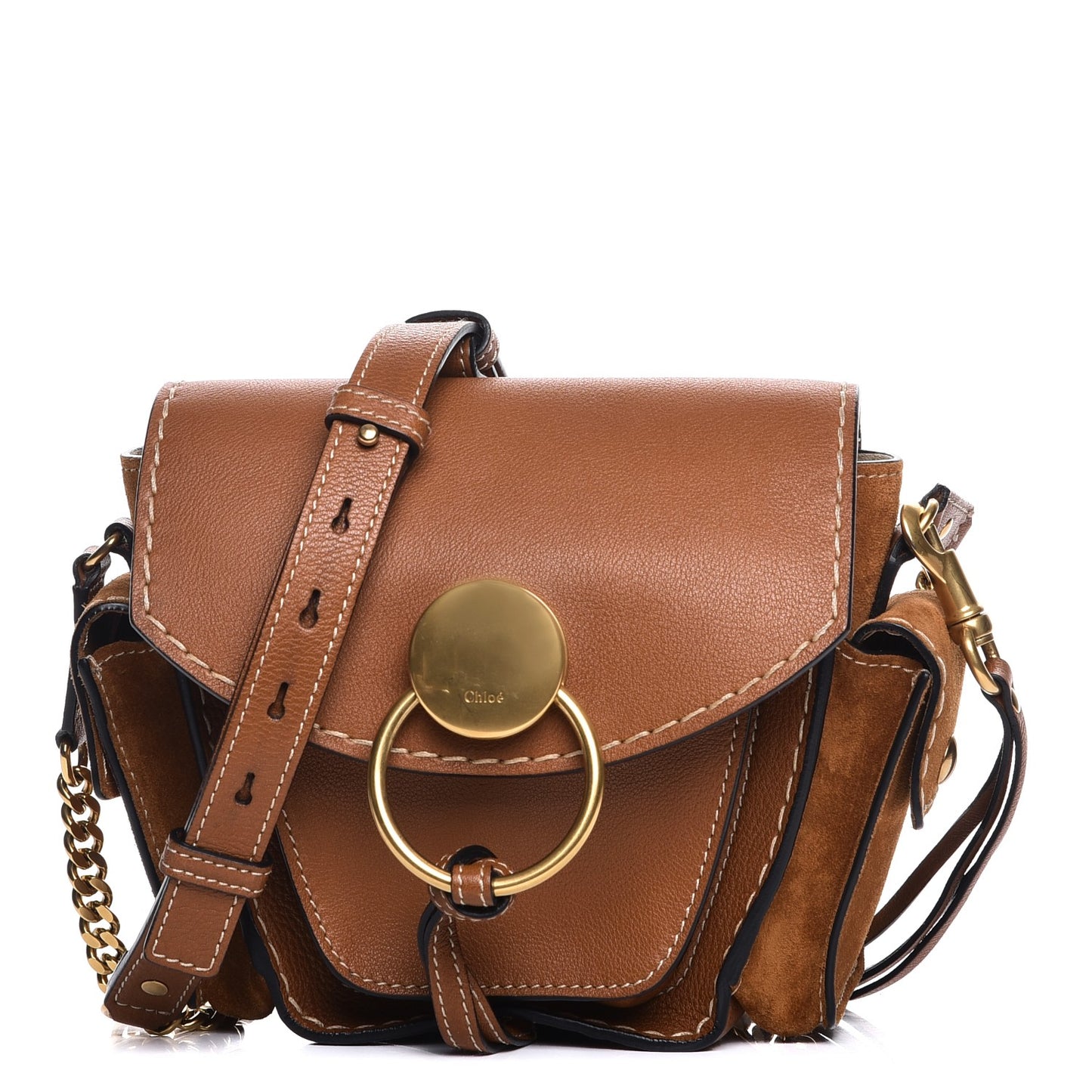 Calfskin Suede Small Jodie Camera Bag Caramel