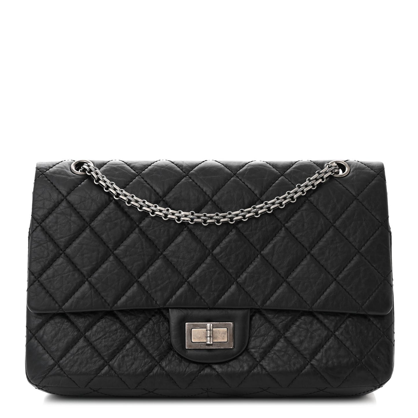 Aged Calfskin Quilted 2.55 Reissue 227 Flap Black