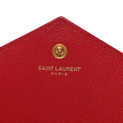 Saint Laurent Grain De Poudre Matelasse Chevron Monogram Chain Wallet New Red 6 of 12