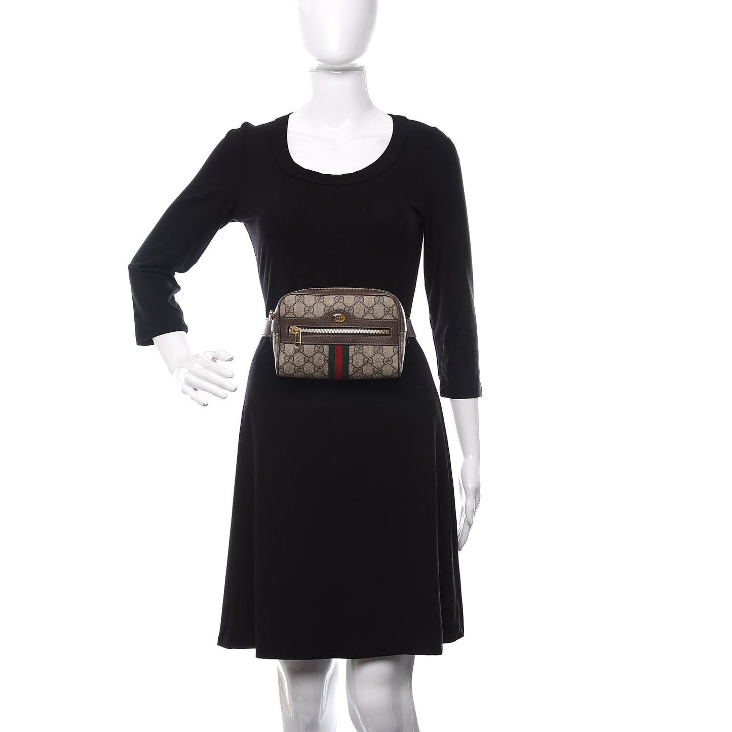 GG Supreme Monogram Web Small Ophidia Belt Bag 95 38 Dark Brown
