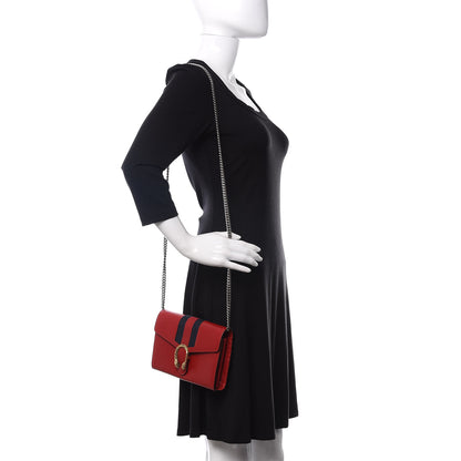 Gucci Calfskin Web Mini Dionysus Chain Wallet Hibiscus Red 2 of 9