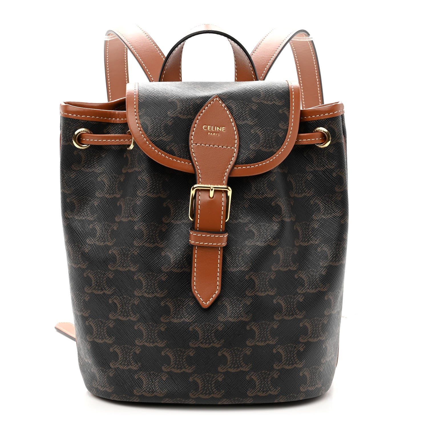 Celine Triomphe Canvas Calfskin Mini Folco Backpack Tan 1 of 10
