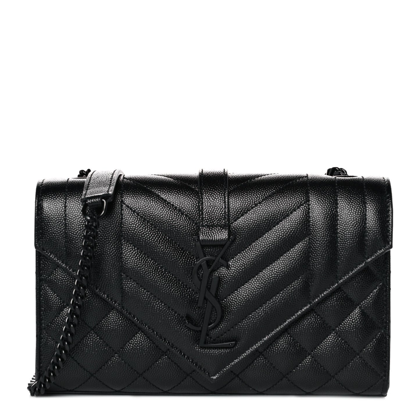 Grain De Poudre Textured Mixed Matelasse Triquilt Small Monogram Satchel Black