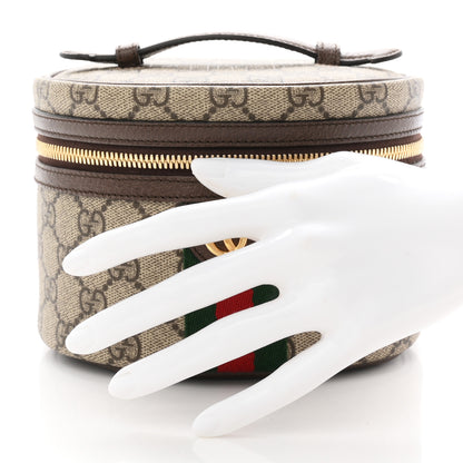 Gucci GG Supreme Monogram Textured Calfskin Web Ophidia Vanity Cosmetic Case Beige Ebony New Acero 2 of 7