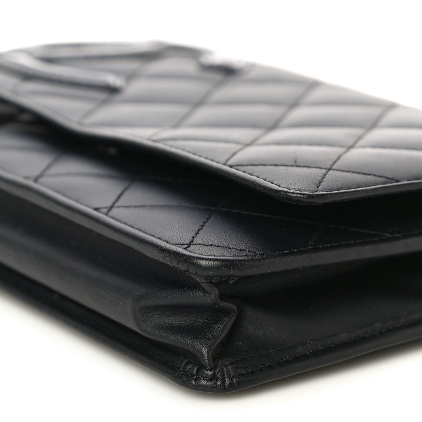 Calfskin Quilted Cambon Wallet On Chain WOC Black
