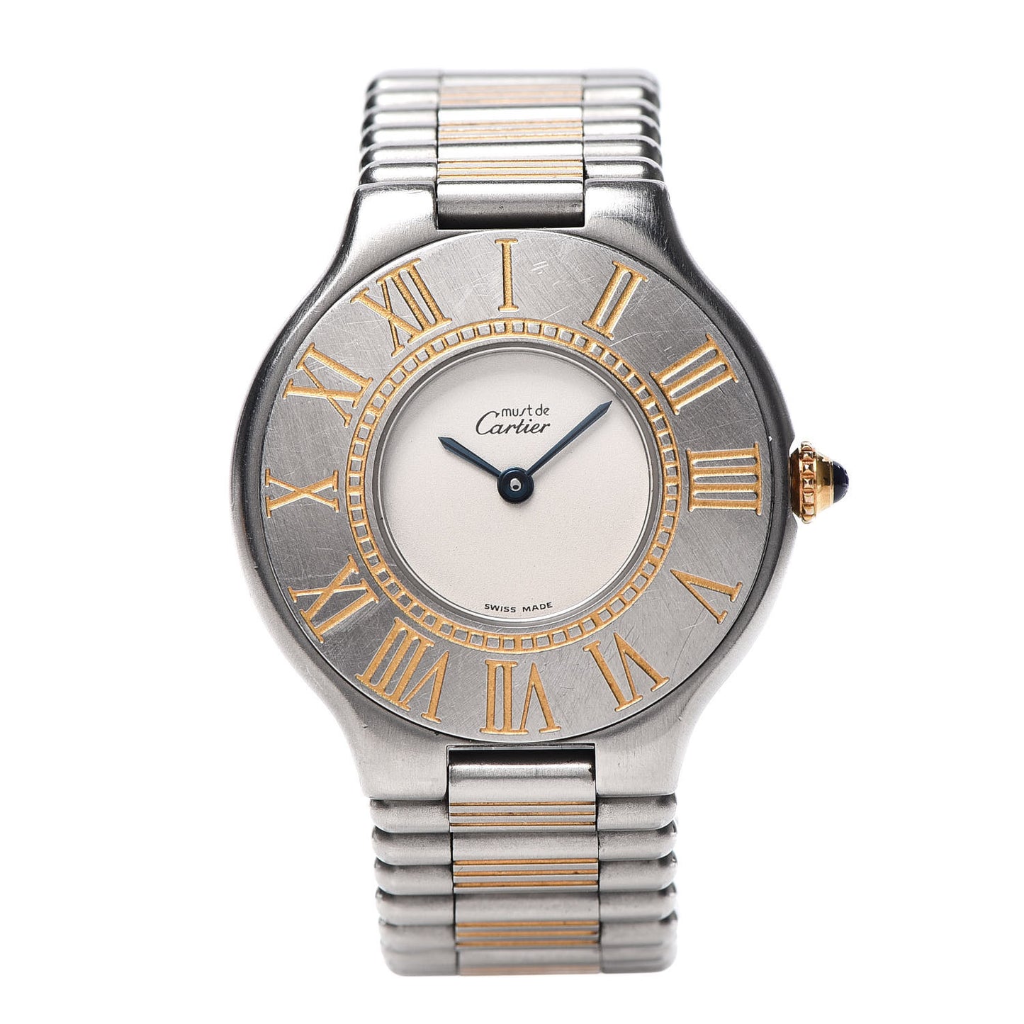 Stainless Steel 18K Yellow Gold 31mm Must De 21 Bullet Link Quartz Watch