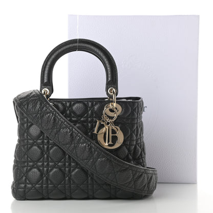 Christian Dior Grained Calfskin Cannage Medium Supple Lady Dior Black 11 of 11