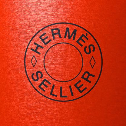 Hermes Kraft Paper Metal Canvas Saddle Box Orange 7 of 17