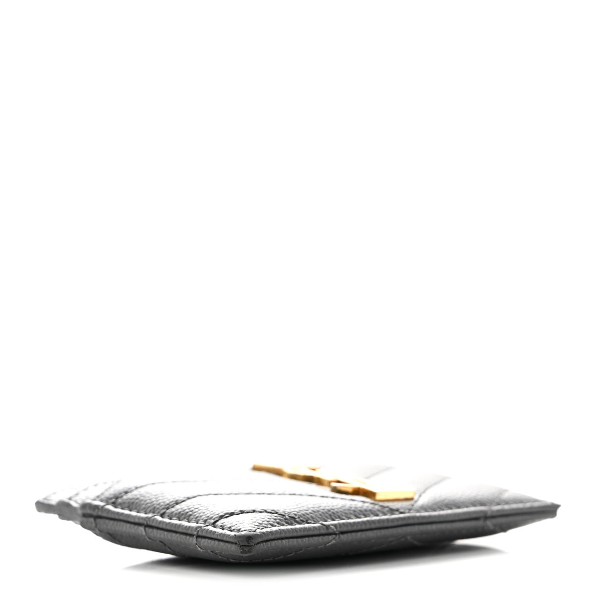 Grain De Poudre Matelasse Chevron Monogram Credit Card Case Coal