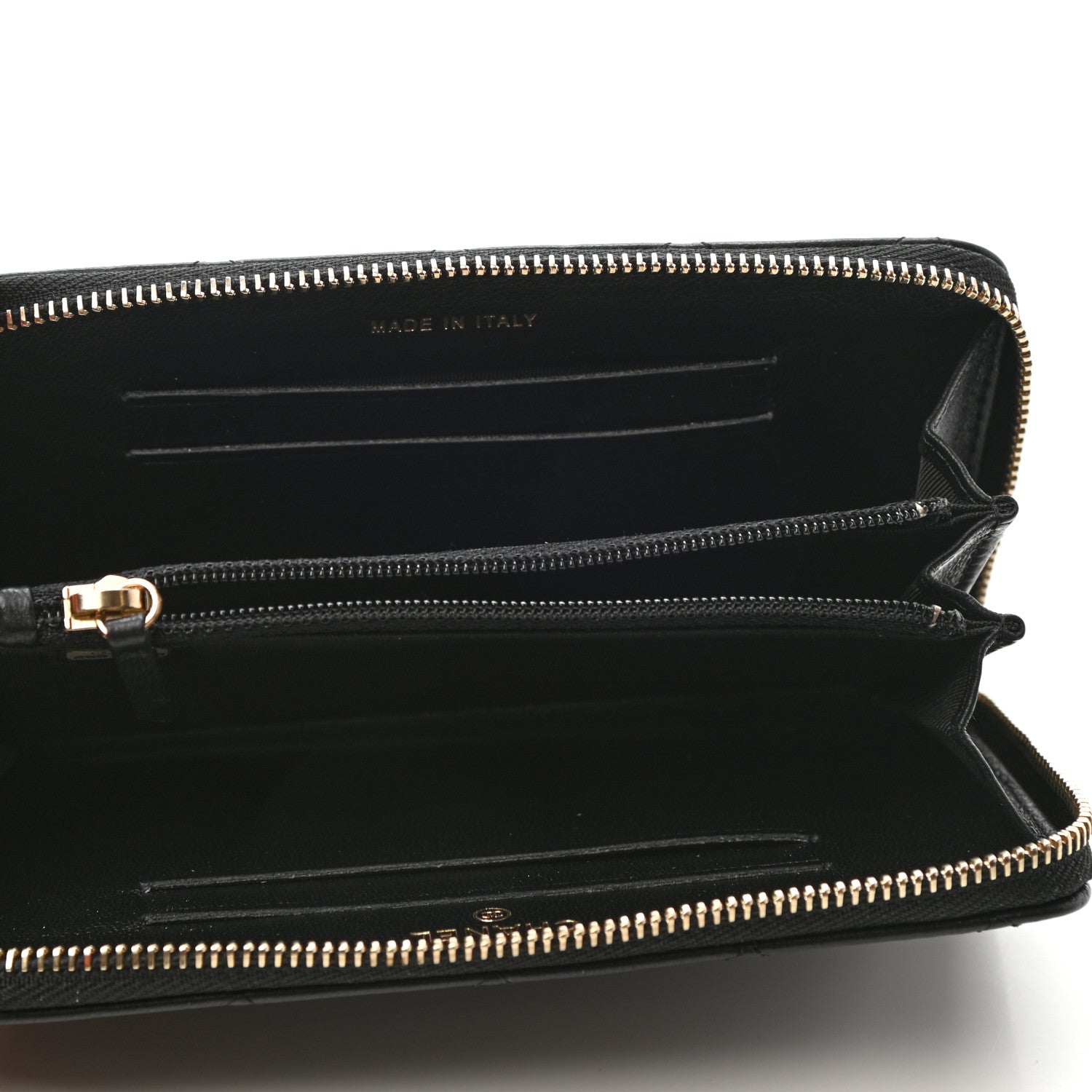 Chanel Lambskin Quilted Small Lucky Charms Zip Around Wallet Black 5 of 8